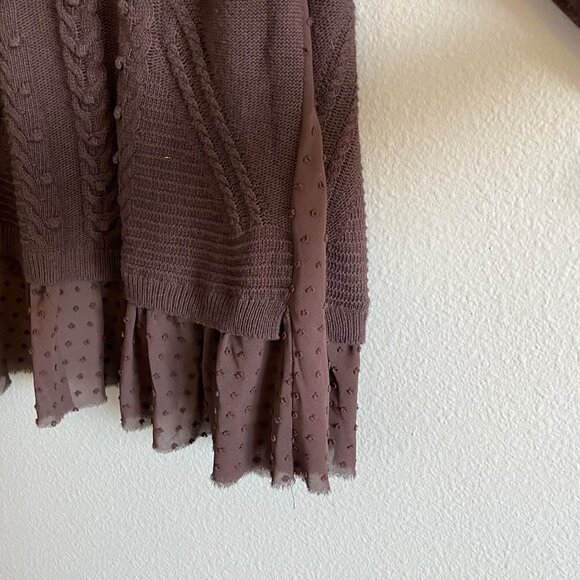 Knitted & Knotted Open Front Cardigan Long Line Cotton Cashmere Blend Purple Med - Picture 9 of 14